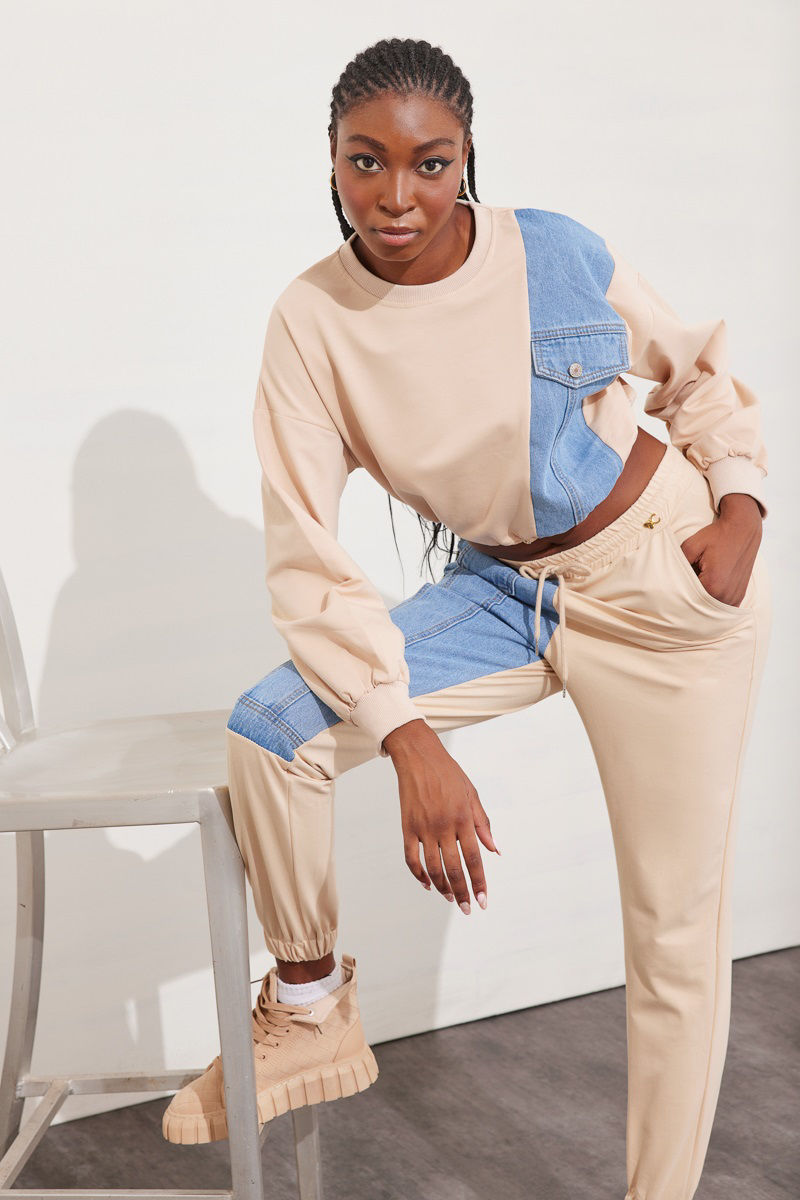 Εικόνα της Παντελόνι βαμβακερό patchwork design