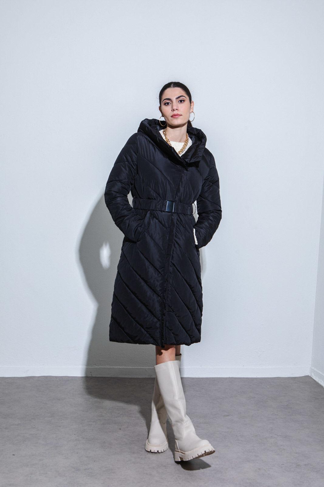 Picture of Puffer belted jacket