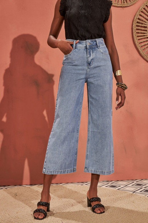 Εικόνα της Παντελόνι denim wide leg