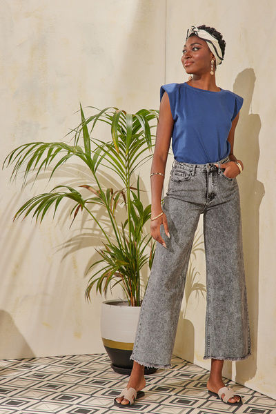 Εικόνα της Denim παντελόνι wide leg