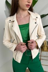 Picture of Faux leather jacket with collar neck