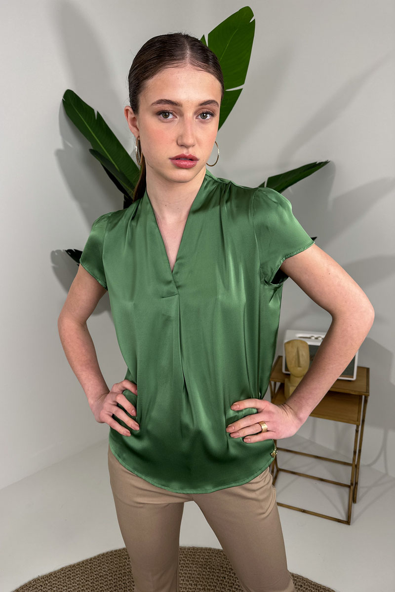 Picture of Satin blouse with V neckline