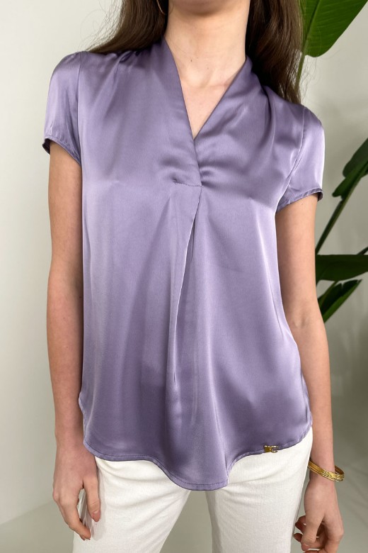 Picture of Satin blouse with V neckline