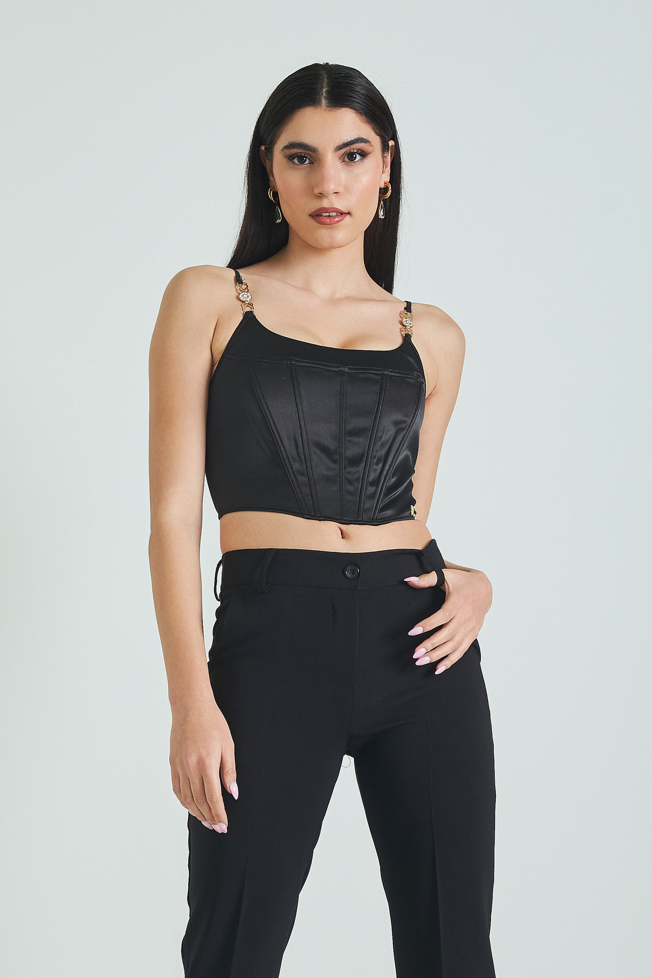 Satin corset deals crop top