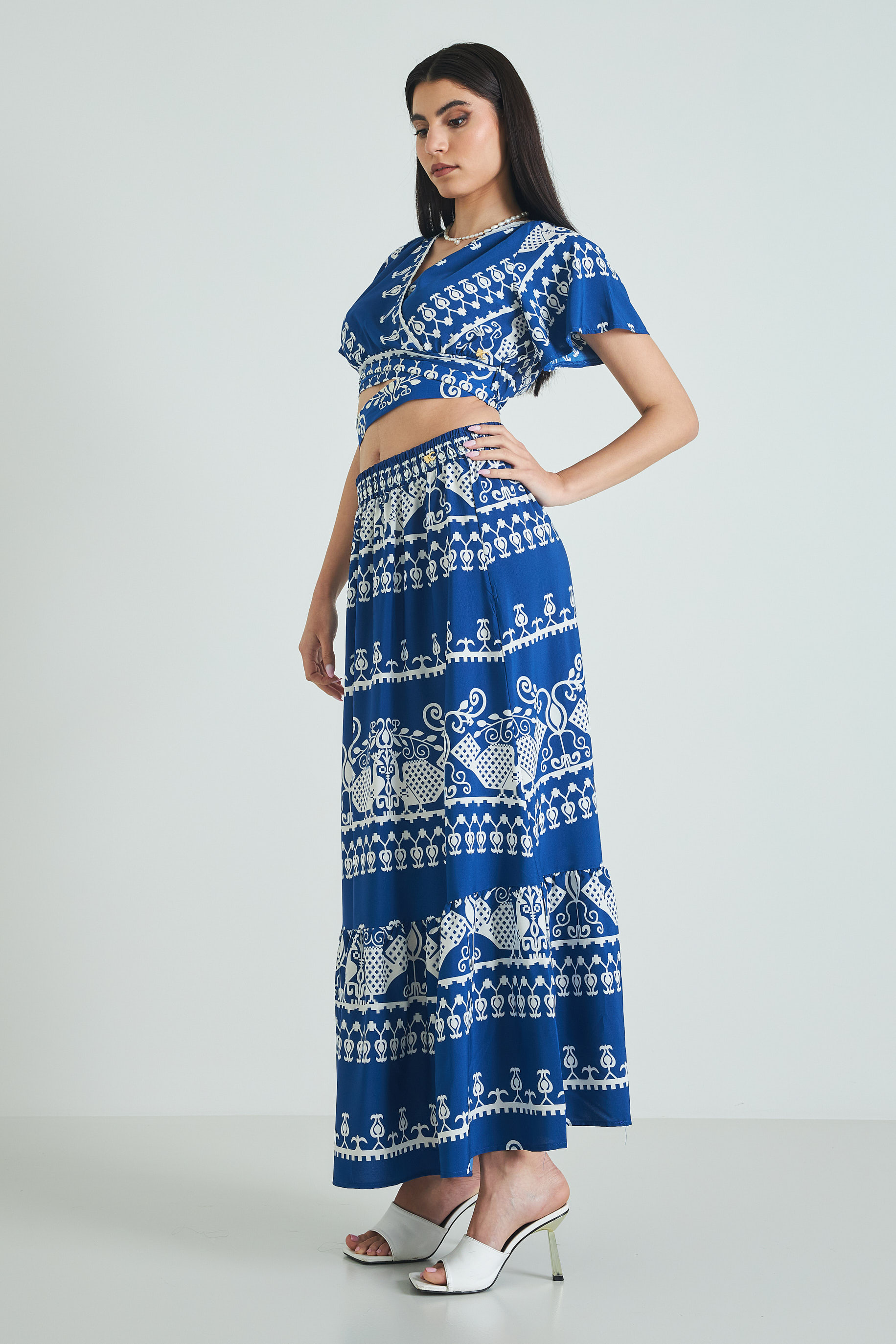 Picture of Printed ruffled maxi skirt