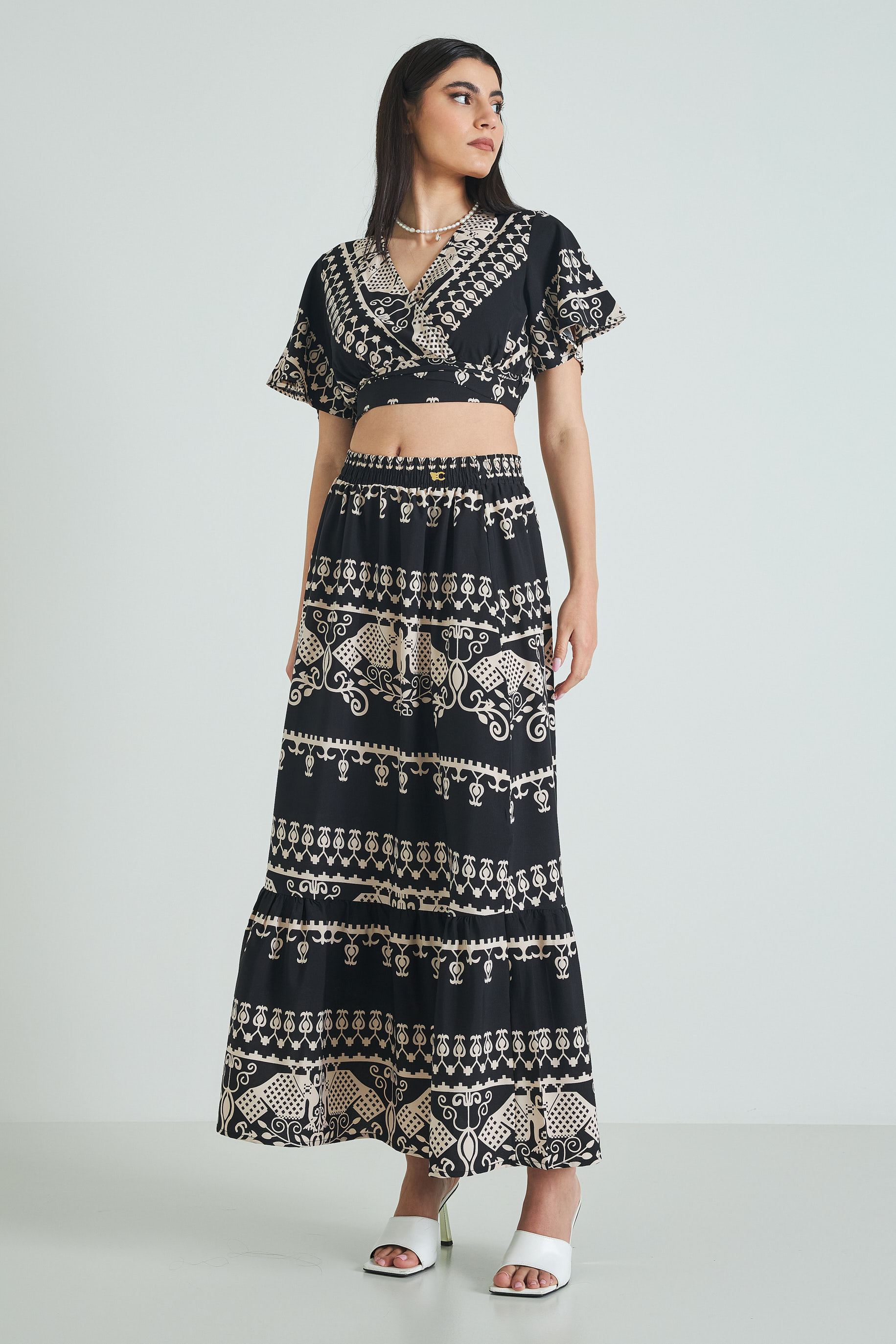 Picture of Printed ruffled maxi skirt