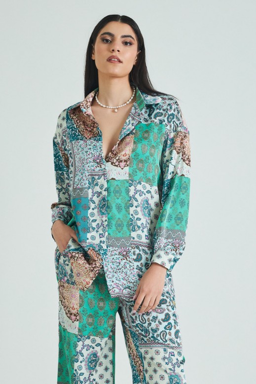 Picture of Printed satin shirt