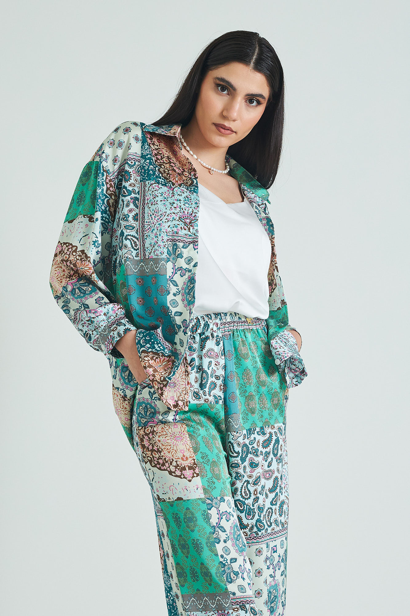 Picture of Printed satin shirt