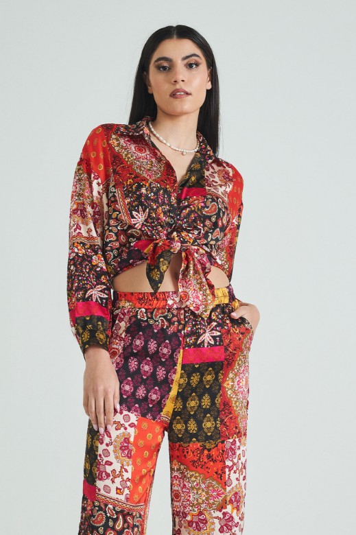 Picture of Printed satin shirt