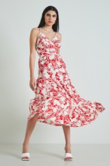 Picture of Wrap printed dress with knot