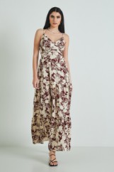 Picture of Wrap printed dress with knot