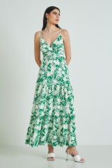 Picture of Wrap printed dress with knot