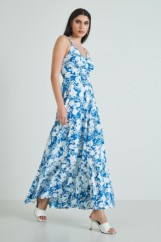 Picture of Wrap printed dress with knot