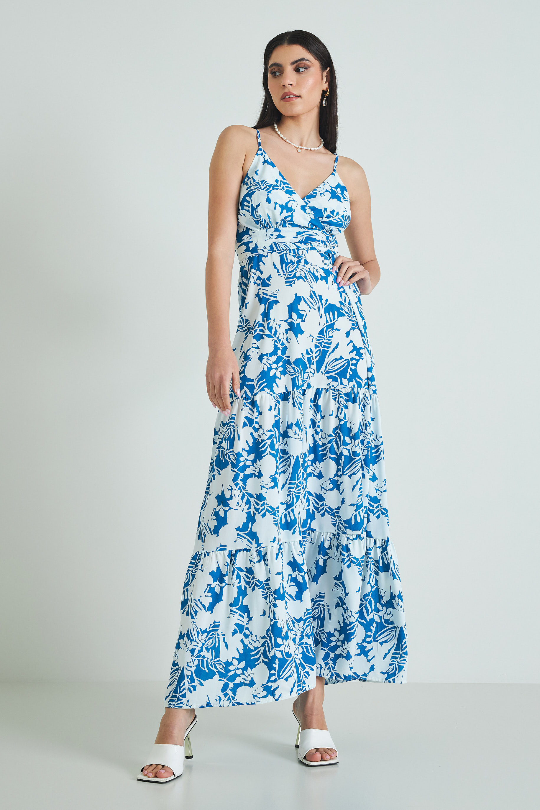 Picture of Wrap printed dress with knot