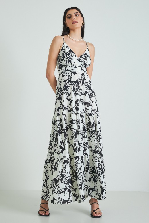 Picture of Wrap printed dress with knot