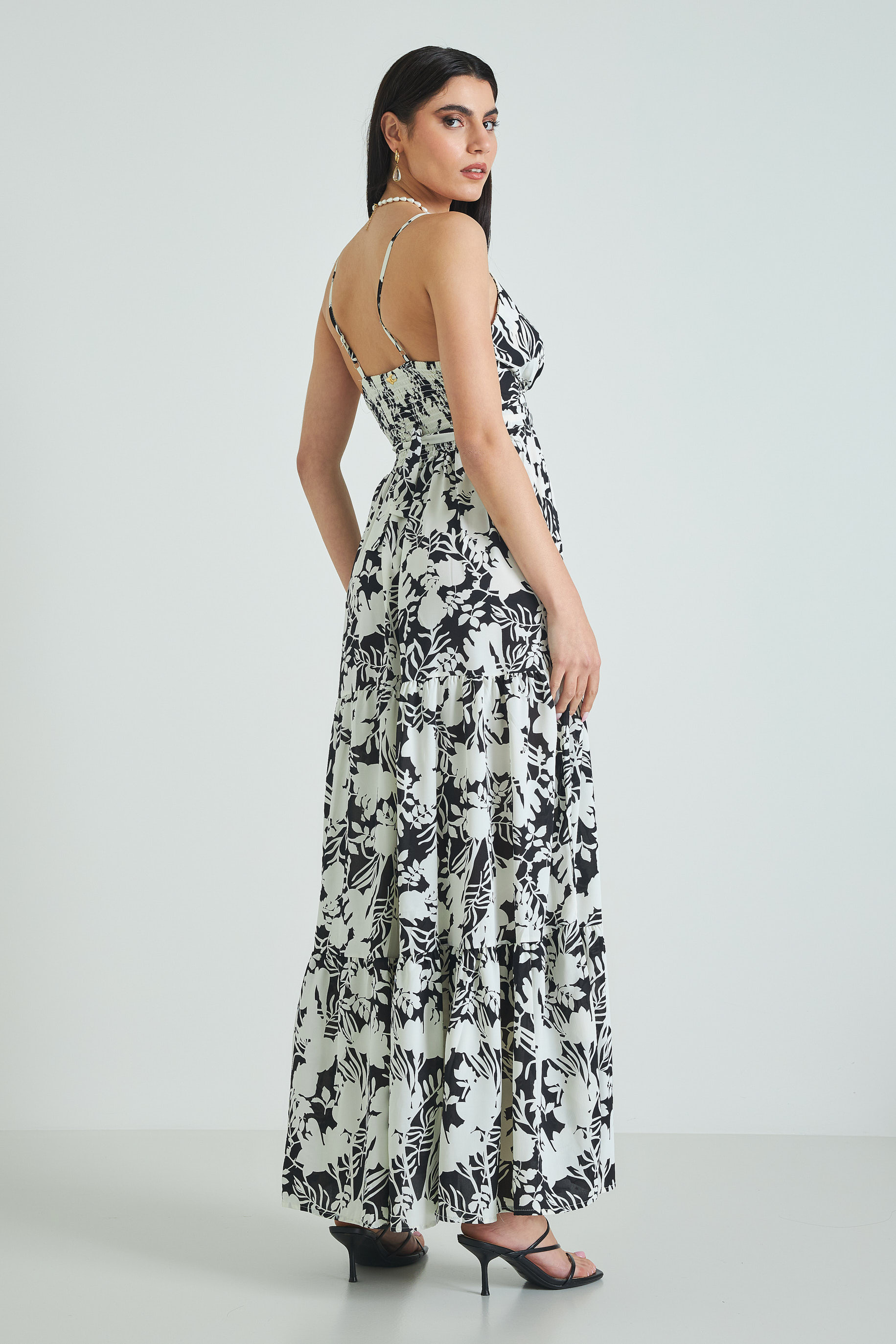 Picture of Wrap printed dress with knot