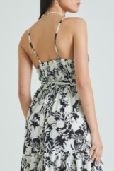 Picture of Wrap printed dress with knot