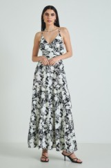 Picture of Wrap printed dress with knot