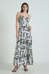 Picture of Wrap printed dress with knot
