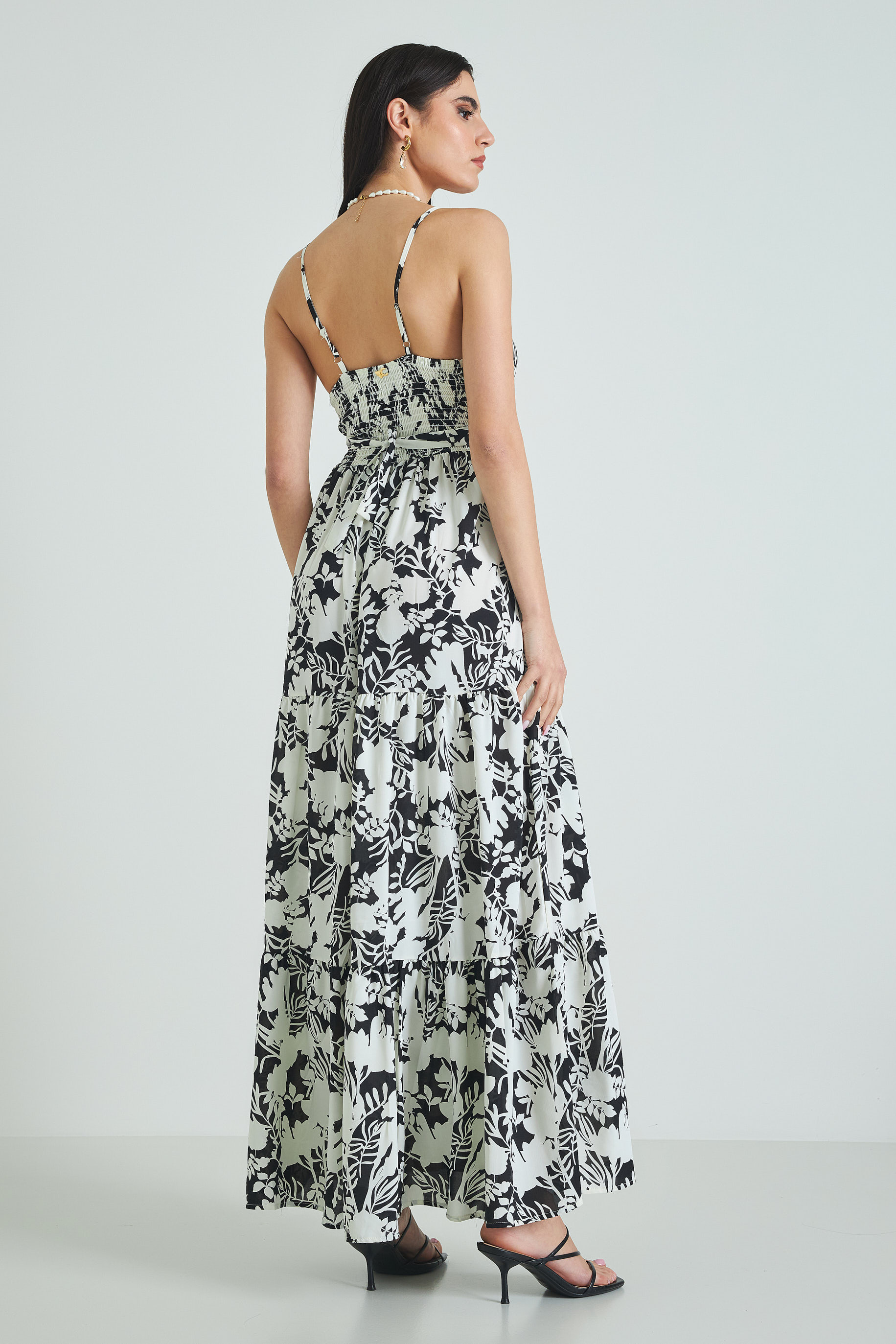 Picture of Wrap printed dress with knot