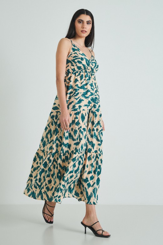 Picture of Wrap ruffled printed dress