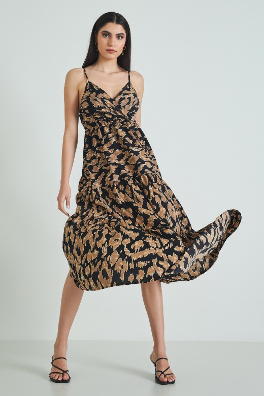 Picture of Wrap ruffled printed dress