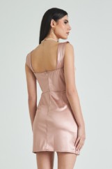 Picture of Satin dress with gathering effect