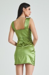 Picture of Satin dress with gathering effect