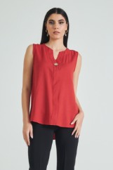 Picture of Sleeveless blouse with button