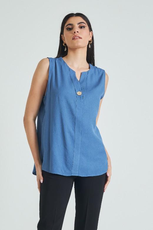 Picture of Sleeveless blouse with button