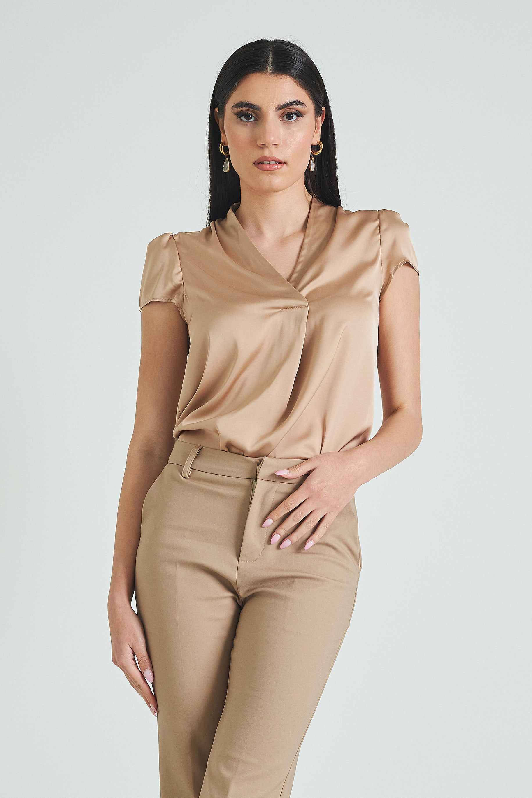 Picture of Satin blouse V neckline