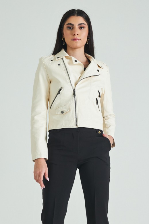 Picture of Faux leather jacket with collar neck