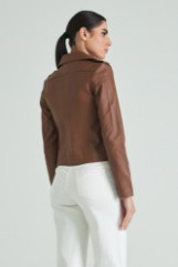 Picture of Faux leather jacket with collar neck