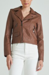 Picture of Faux leather jacket with collar neck