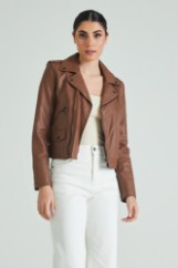 Picture of Faux leather jacket with collar neck