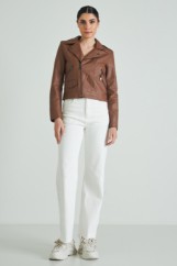 Picture of Faux leather jacket with collar neck