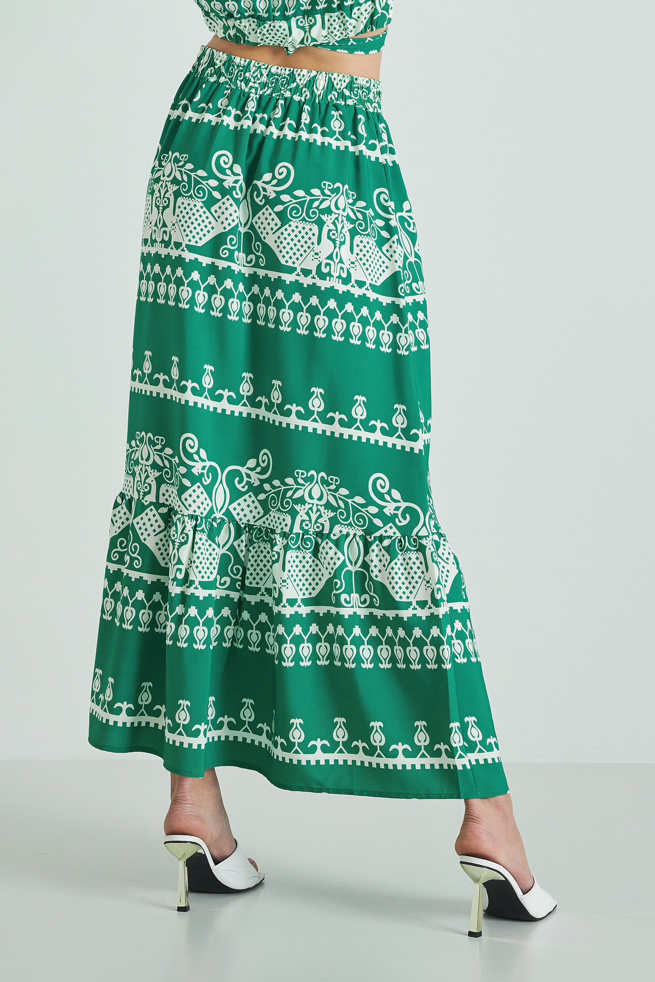 Picture of Printed ruffled maxi skirt