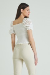 Picture of Shirred blouse with lace sleeves