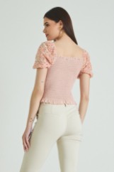 Picture of Shirred blouse with lace sleeves