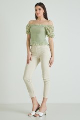 Picture of Shirred blouse with lace sleeves