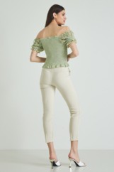 Picture of Shirred blouse with lace sleeves