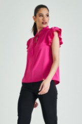 Picture of Ruffled satin blouse with knot