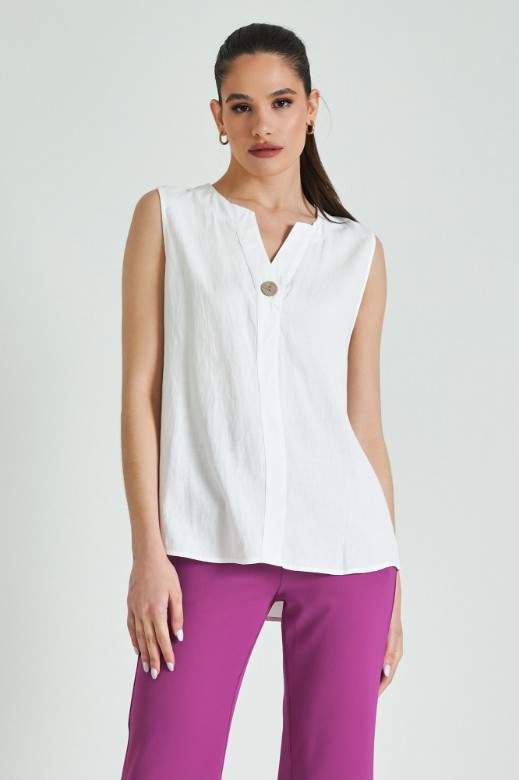 Picture of Sleeveless blouse with button