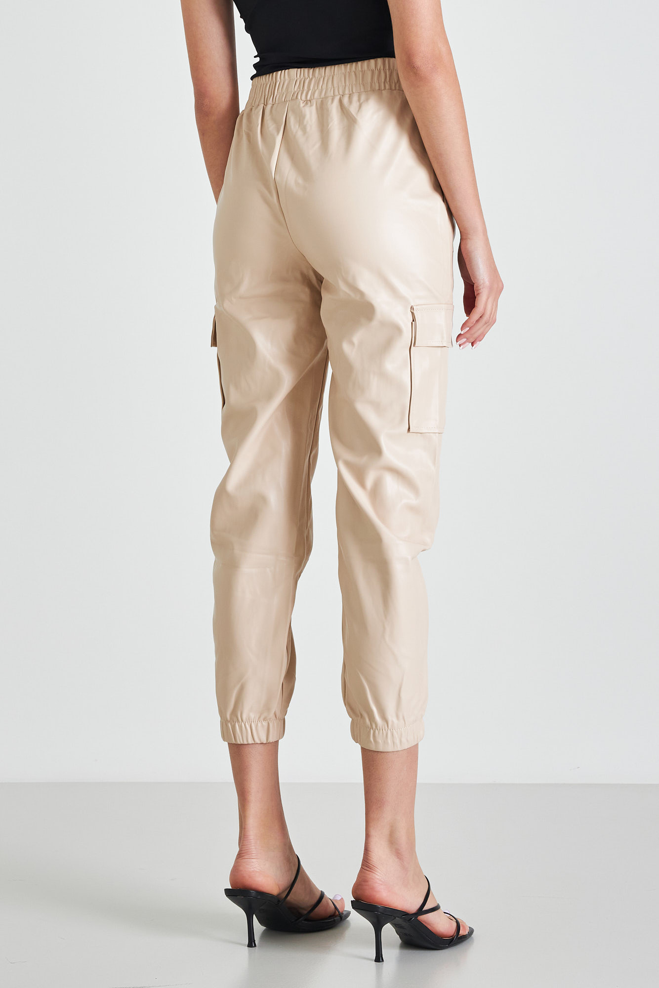 Picture of Faux leather cargo pants