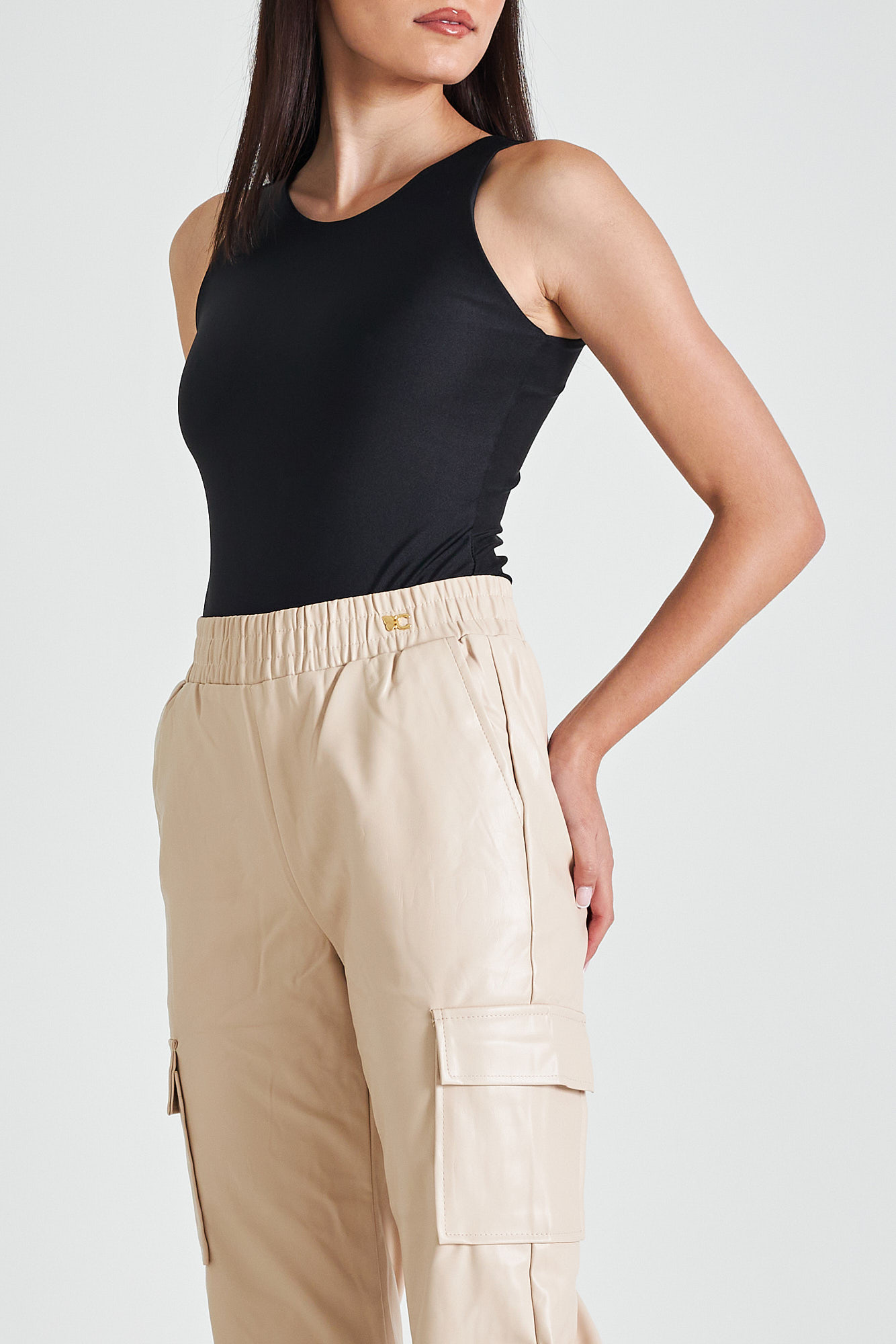 Picture of Faux leather cargo pants