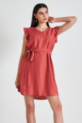 Picture of Shoulder ruffled dress