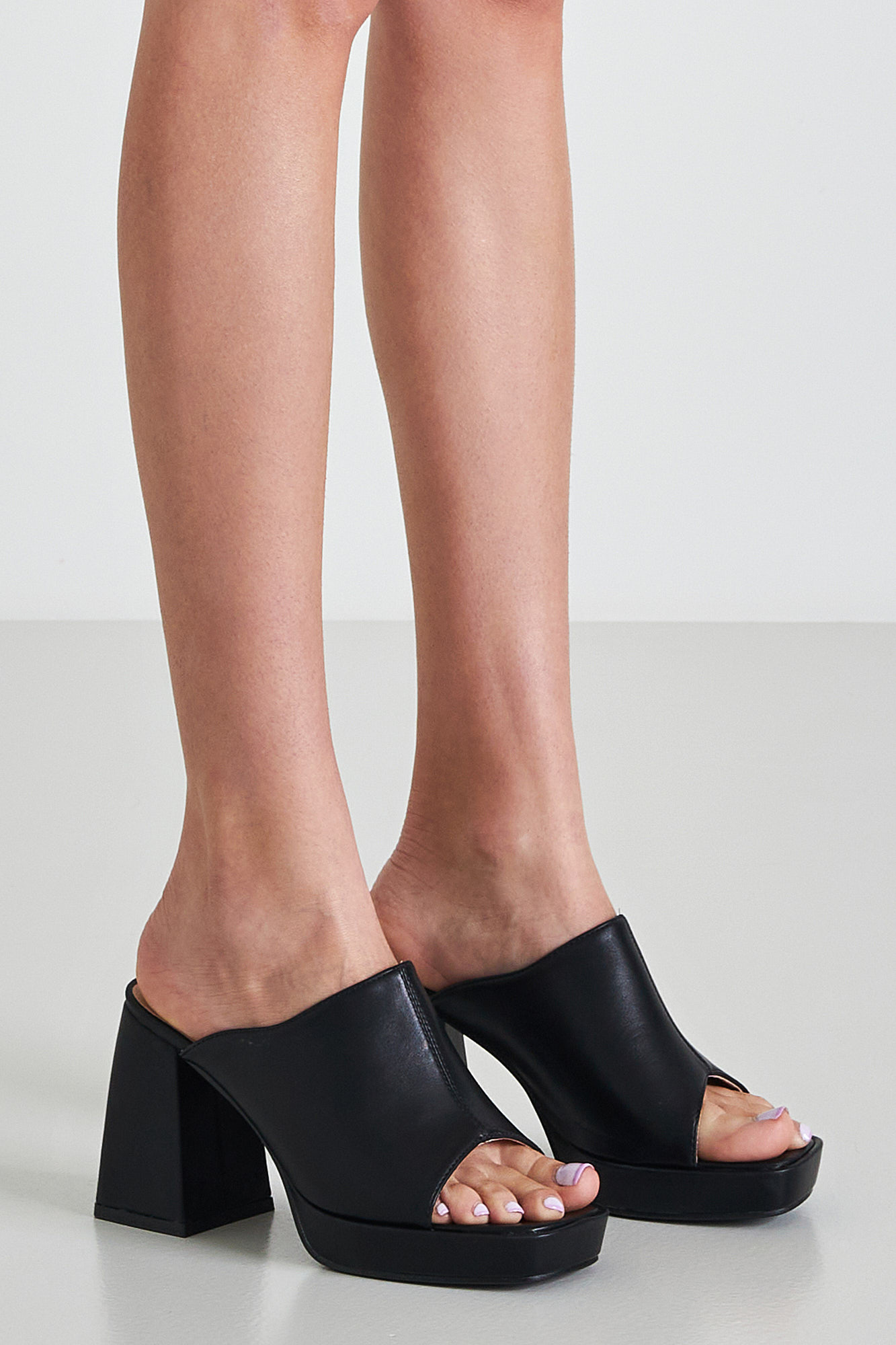 Leather heeled mules