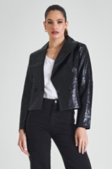 Εικόνα της Σακάκι δερματίνη με όψη croco