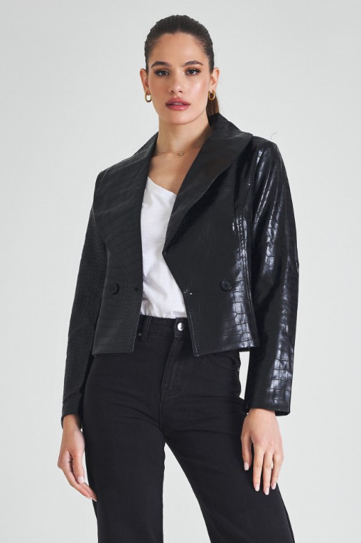 Εικόνα της Σακάκι δερματίνη με όψη croco