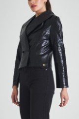 Εικόνα της Σακάκι δερματίνη με όψη croco